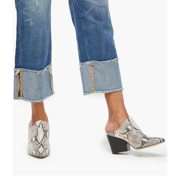 Able Handmade Leather Snakeskin Rojas Stacked Heel Mules - Picture 2 of 9